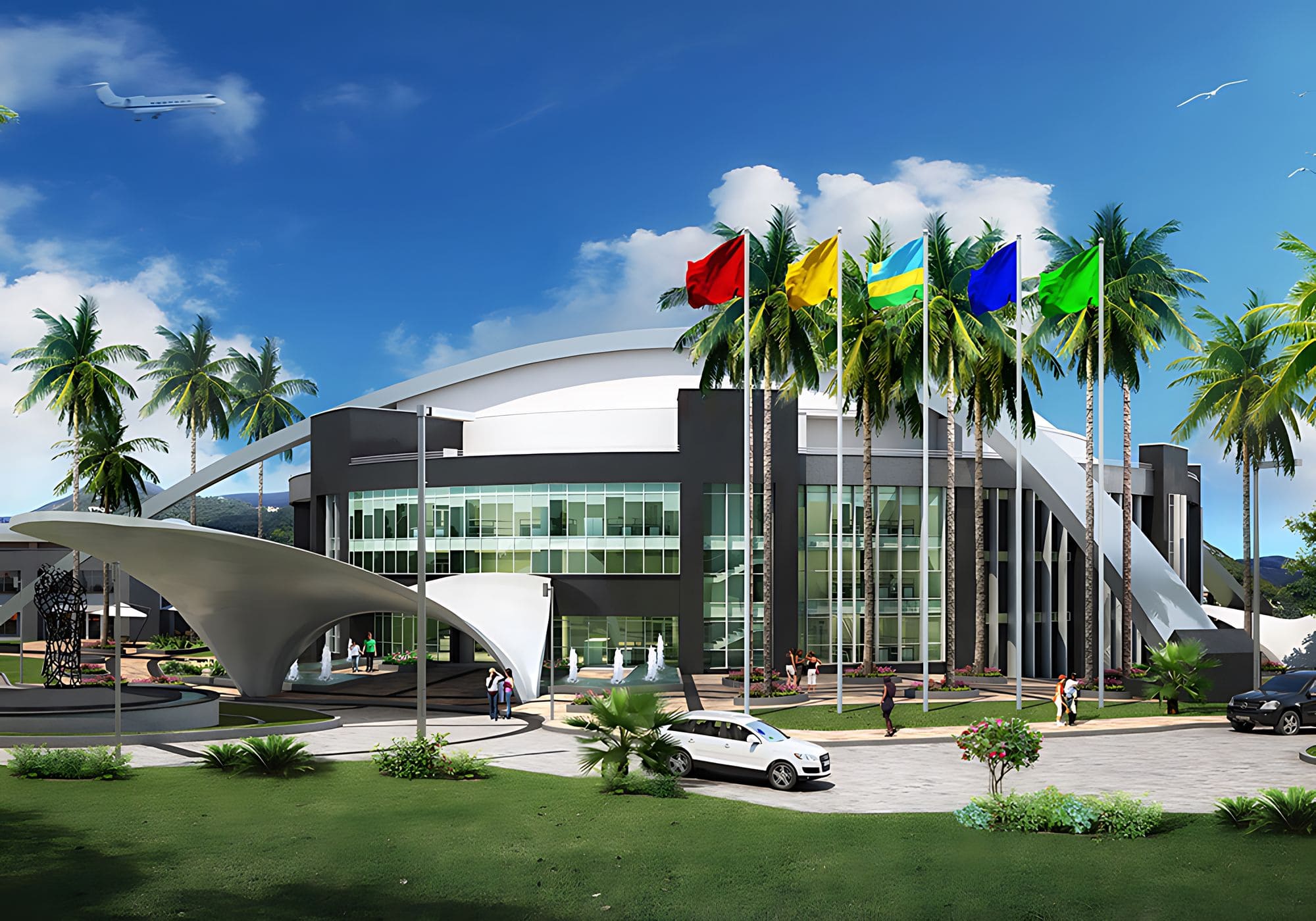 Modern corporate headquarters building — qualifying regional headquarters established in Kigali enjoy a 0 percent corporate income tax rate under Rwanda's investment incentive code